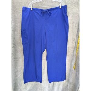 Electric Blue Scrub Pants Women's 2X Plus Size Cargo‎ Drawstring Utility Medical